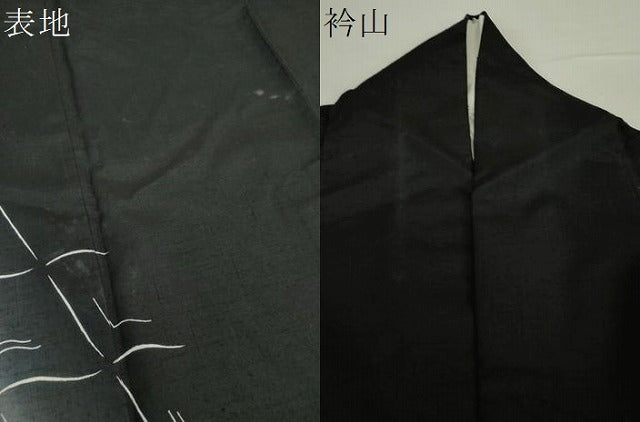平和屋着物●訪問着　紬地　瓦文　黒地　やまと誂製　正絹　逸品　DABA1040ps
