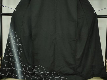 平和屋着物●訪問着　紬地　瓦文　黒地　やまと誂製　正絹　逸品　DABA1040ps