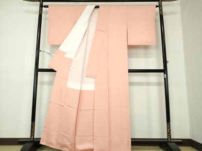 平和屋着物●上質な色無地 辻が花地紋 水柿色 正絹 逸品 DABA1045ps
