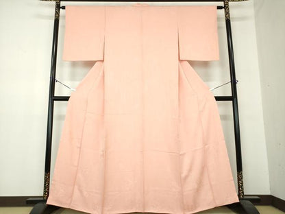 平和屋着物●上質な色無地 辻が花地紋 水柿色 正絹 逸品 DABA1045ps
