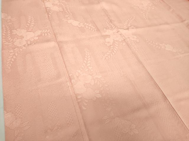 平和屋着物●上質な色無地 辻が花地紋 水柿色 正絹 逸品 DABA1045ps