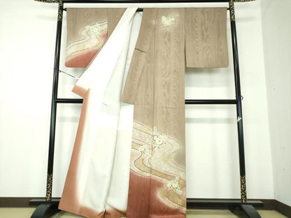 平和屋着物●訪問着 辻が花 木目文 暈し染め 金彩 正絹 逸品 DABA1058ps
