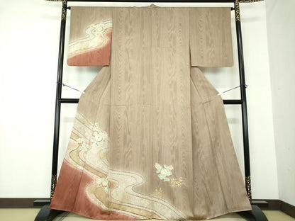 平和屋着物●訪問着 辻が花 木目文 暈し染め 金彩 正絹 逸品 DABA1058ps
