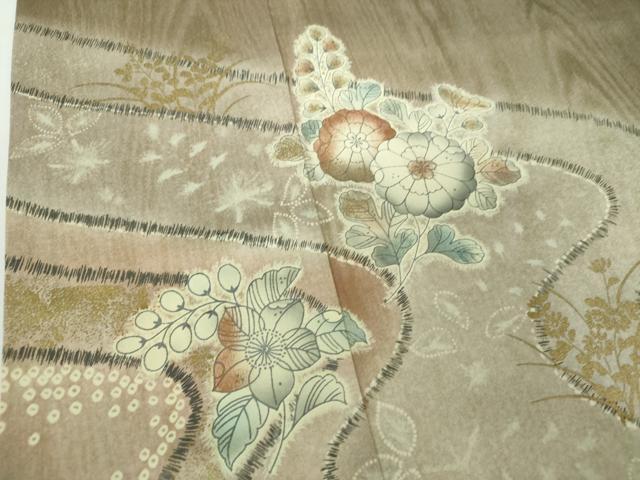 平和屋着物●訪問着 辻が花 木目文 暈し染め 金彩 正絹 逸品 DABA1058ps