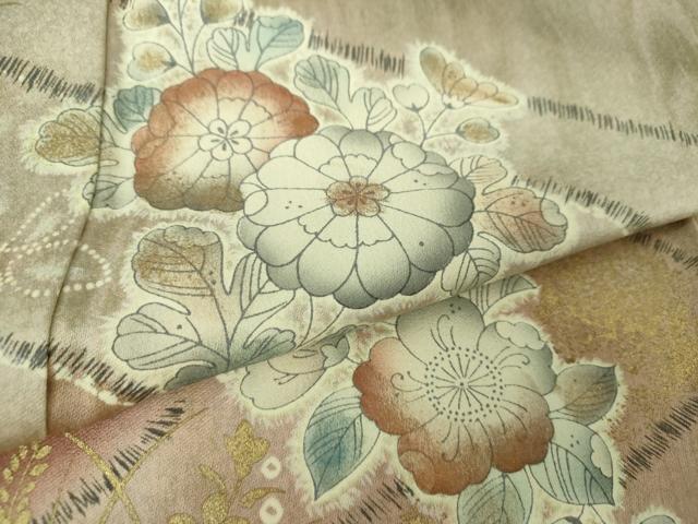 平和屋着物●訪問着 辻が花 木目文 暈し染め 金彩 正絹 逸品 DABA1058ps
