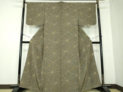 平和屋着物●上質な小紋 ろうけつ染め 麻の葉文様 正絹 逸品 未使用 DABA1063ps