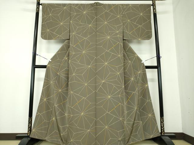 平和屋着物●上質な小紋 ろうけつ染め 麻の葉文様 正絹 逸品 未使用 DABA1063ps