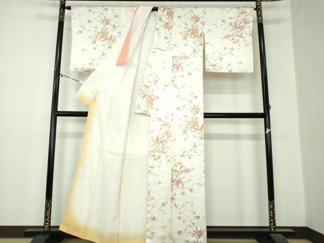 平和屋着物●上質な小紋 舞桜 笹竹文 金彩 正絹 逸品 DABA1073ps