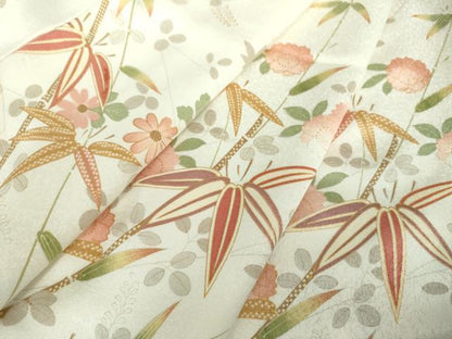 平和屋着物●上質な小紋 舞桜 笹竹文 金彩 正絹 逸品 DABA1073ps