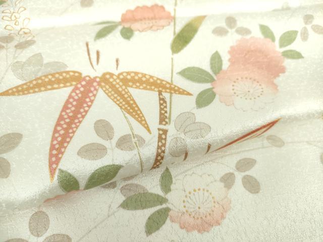 平和屋着物●上質な小紋 舞桜 笹竹文 金彩 正絹 逸品 DABA1073ps