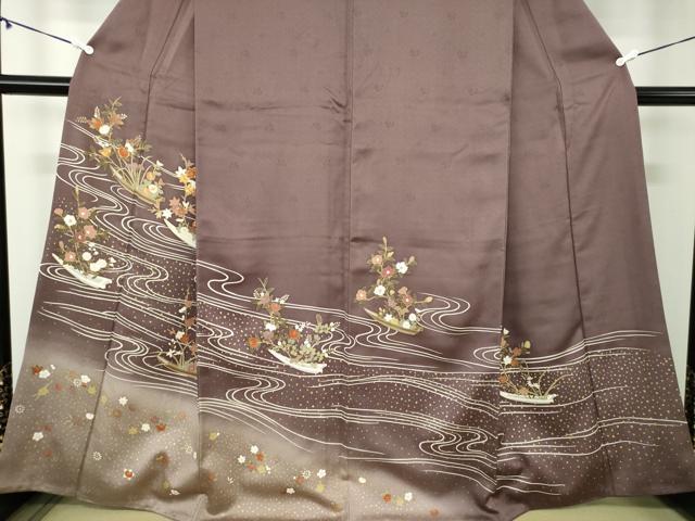 平和屋着物●訪問着　駒刺繍　流水花舟　暈し染め　金彩　正絹　逸品　DABA1093ps