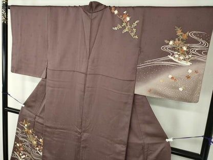 平和屋着物●訪問着　駒刺繍　流水花舟　暈し染め　金彩　正絹　逸品　DABA1093ps