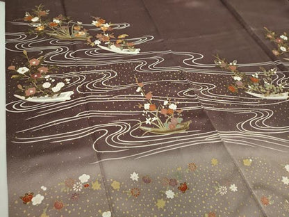 平和屋着物●訪問着　駒刺繍　流水花舟　暈し染め　金彩　正絹　逸品　DABA1093ps