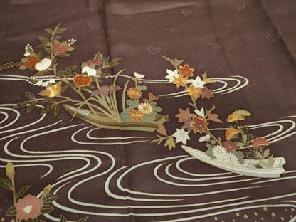 平和屋着物●訪問着　駒刺繍　流水花舟　暈し染め　金彩　正絹　逸品　DABA1093ps
