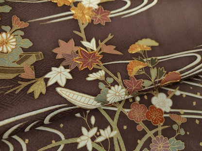 平和屋着物●訪問着　駒刺繍　流水花舟　暈し染め　金彩　正絹　逸品　DABA1093ps