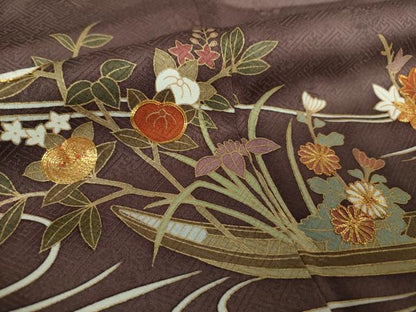 平和屋着物●訪問着　駒刺繍　流水花舟　暈し染め　金彩　正絹　逸品　DABA1093ps