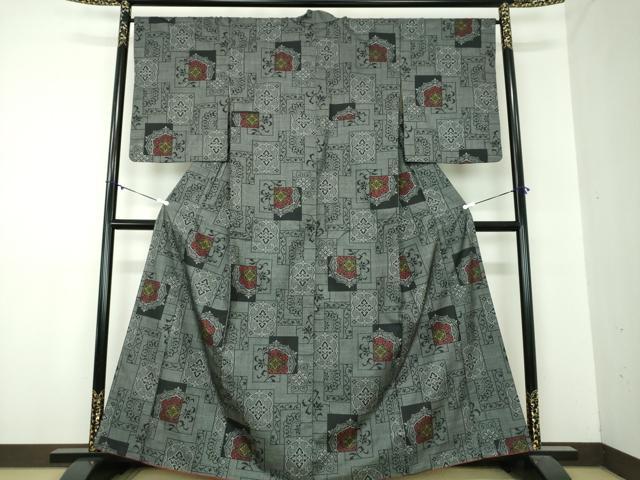 平和屋着物●本場大島紬　7マルキ　色紙重ね花文　正絹　逸品　DABA1098ps