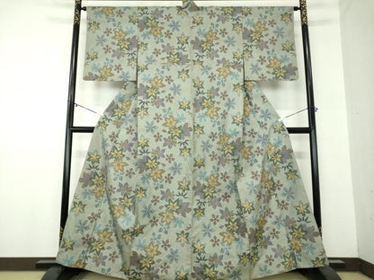 平和屋着物●本場大島紬　7マルキ　総絣　葉尽くし　正絹　逸品　DABA1104ps