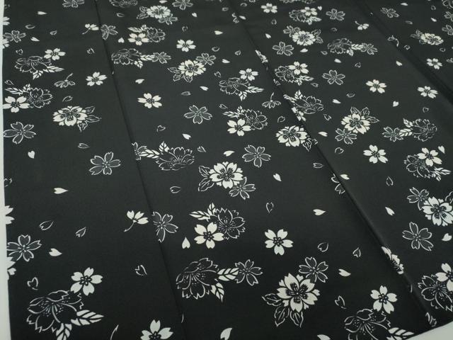 平和屋着物●上質な小紋　舞桜　黒地　正絹　逸品　DABA1116ps