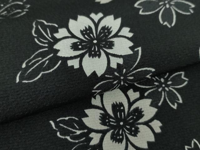 平和屋着物●上質な小紋　舞桜　黒地　正絹　逸品　DABA1116ps