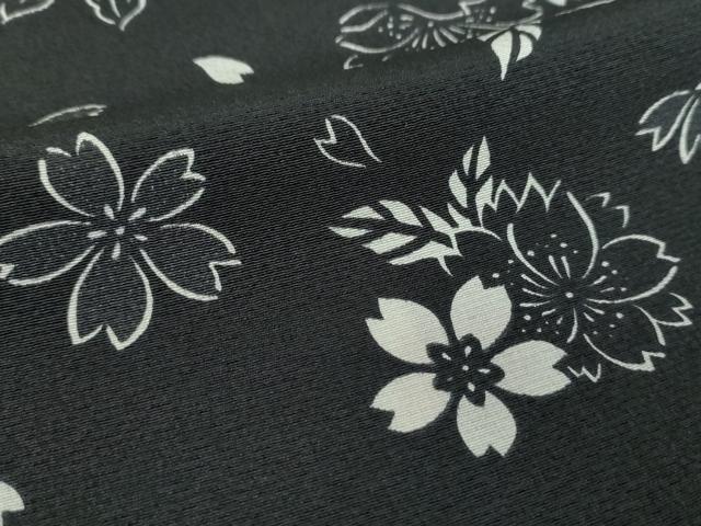 平和屋着物●上質な小紋　舞桜　黒地　正絹　逸品　DABA1116ps