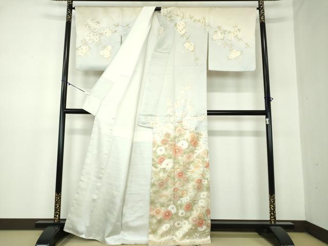 平和屋着物○訪問着 駒刺繍 吉祥花文 暈し染め 金彩 正絹