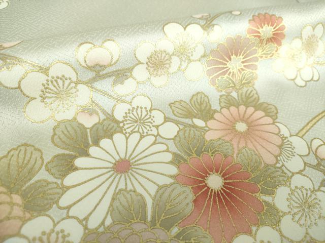 平和屋着物○訪問着 駒刺繍 吉祥花丸文 暈し染め 金彩 正絹 逸品