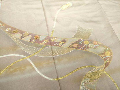平和屋着物●人間国宝 福田喜三郎 中国三大刺繍 相良刺繍 色留訪問着 駒刺繍 宝尽くし 花熨斗文 暈し染め 金彩 正絹 逸品 DABA1132ps