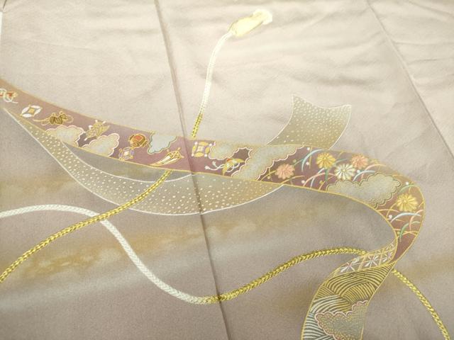 平和屋着物●人間国宝 福田喜三郎 中国三大刺繍 相良刺繍 色留訪問着 駒刺繍 宝尽くし 花熨斗文 暈し染め 金彩 正絹 逸品 DABA1132ps