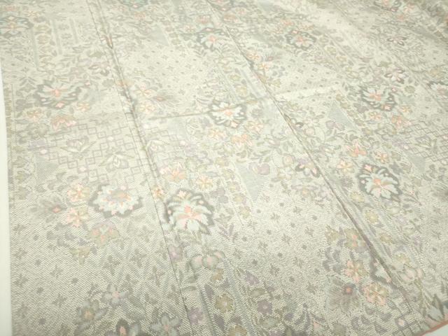 平和屋着物●上質な紬　更紗花文　正絹　逸品　DABA1135ps