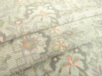 平和屋着物●上質な紬　更紗花文　正絹　逸品　DABA1135ps