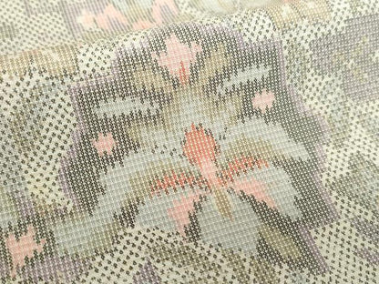 平和屋着物●上質な紬　更紗花文　正絹　逸品　DABA1135ps