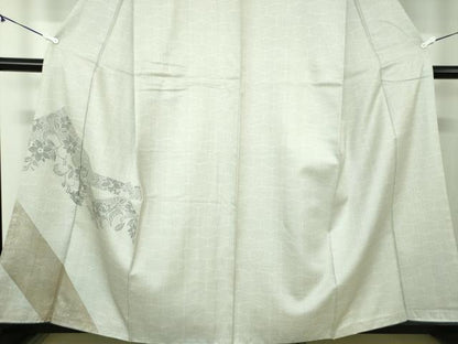 平和屋着物●訪問着 お召地 草花文 金彩 正絹 逸品 DABA1137ps