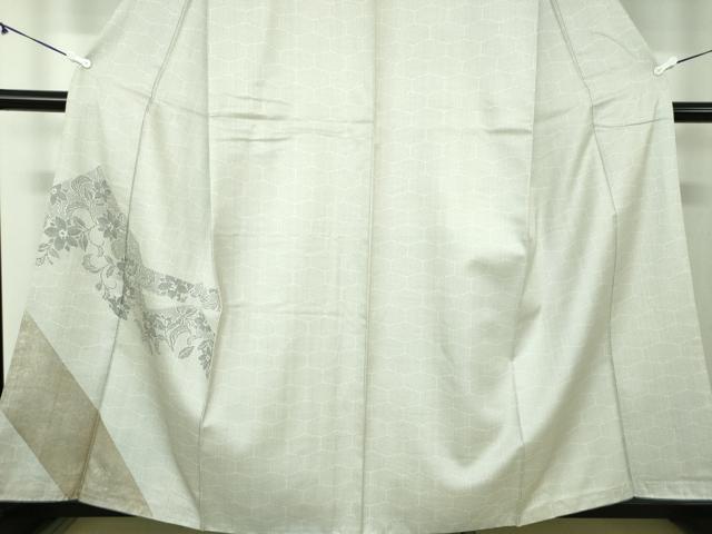 平和屋着物●訪問着 お召地 草花文 金彩 正絹 逸品 DABA1137ps