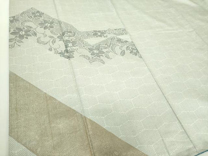 平和屋着物●訪問着 お召地 草花文 金彩 正絹 逸品 DABA1137ps