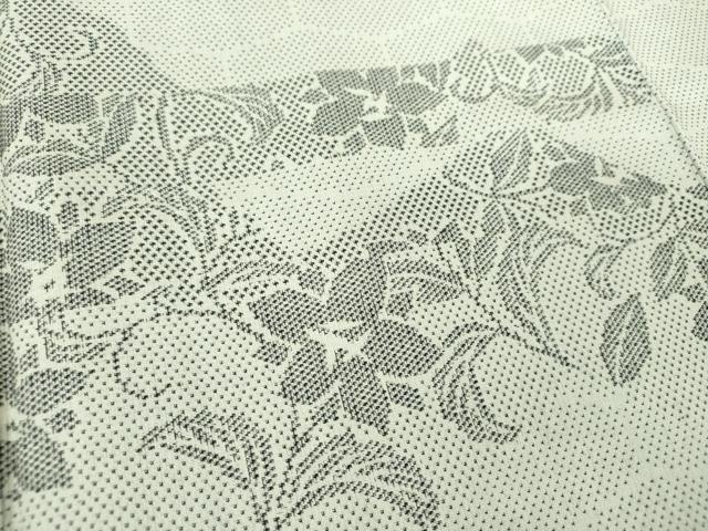 平和屋着物●訪問着 お召地 草花文 金彩 正絹 逸品 DABA1137ps