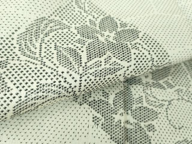 平和屋着物●訪問着 お召地 草花文 金彩 正絹 逸品 DABA1137ps