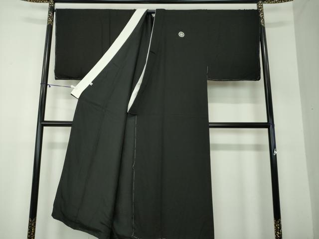 平和屋着物●男性　黒紋付　羽織セット　キングサイズ　長羽織　正絹　逸品　未使用　DABA1144ps
