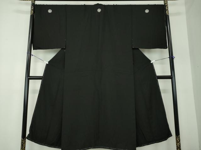 平和屋着物●男性　黒紋付　羽織セット　キングサイズ　長羽織　正絹　逸品　未使用　DABA1144ps
