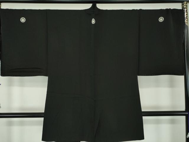 平和屋着物●男性　黒紋付　羽織セット　キングサイズ　長羽織　正絹　逸品　未使用　DABA1144ps
