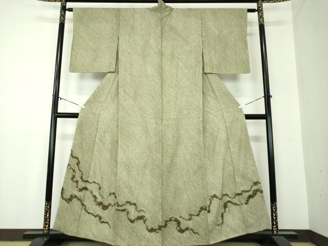 平和屋着物●色留訪問着　絞り　刺繍　花鳥唐草　金糸　正絹　逸品　DABA1156ps