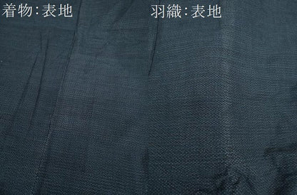 平和屋着物●男性　紬　アンサンブル　80亀甲　総詰め　正絹　逸品　DABA1163ps