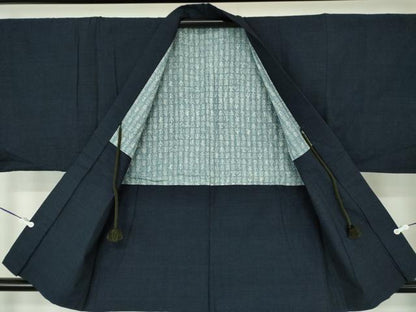 平和屋着物●男性　紬　アンサンブル　80亀甲　総詰め　正絹　逸品　DABA1163ps