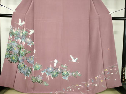平和屋着物●訪問着 友禅 作家物 飛鶴花文 正絹 逸品 DABA1170ps