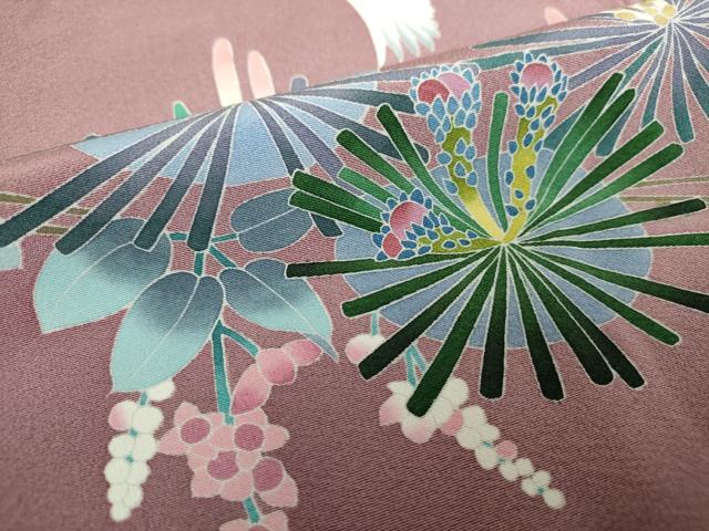 平和屋着物●訪問着 友禅 作家物 飛鶴花文 正絹 逸品 DABA1170ps
