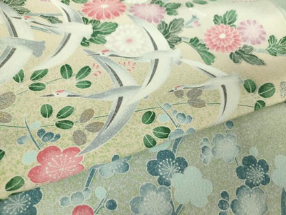平和屋着物●訪問着 飛鶴花文 暈し染め 金銀彩 正絹 逸品 DABA1173ps