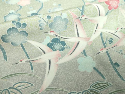 平和屋着物●訪問着 飛鶴花文 暈し染め 金銀彩 正絹 逸品 DABA1173ps