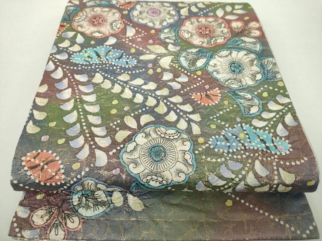 平和屋着物●太鼓柄袋帯　絞り　辻が花　金通し地　正絹　逸品　DABA1188ps 平和屋着物○太鼓柄袋帯 絞り 辻が花 金通し地 正絹 逸品 DABA1188ps