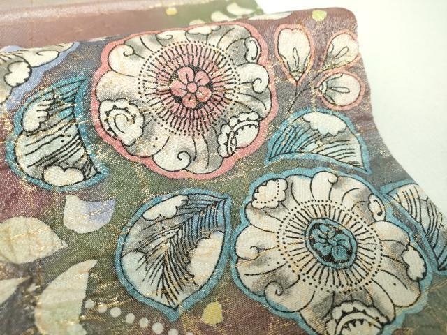 平和屋着物○太鼓柄袋帯 絞り 辻が花 金通し地 正絹 逸品 DABA1188ps
