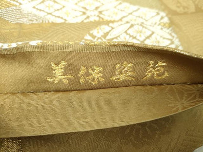 平和屋着物●両面　六通柄袋帯　三保姿苑　吉祥花丸文　金銀糸　正絹　逸品　DABA1195ps